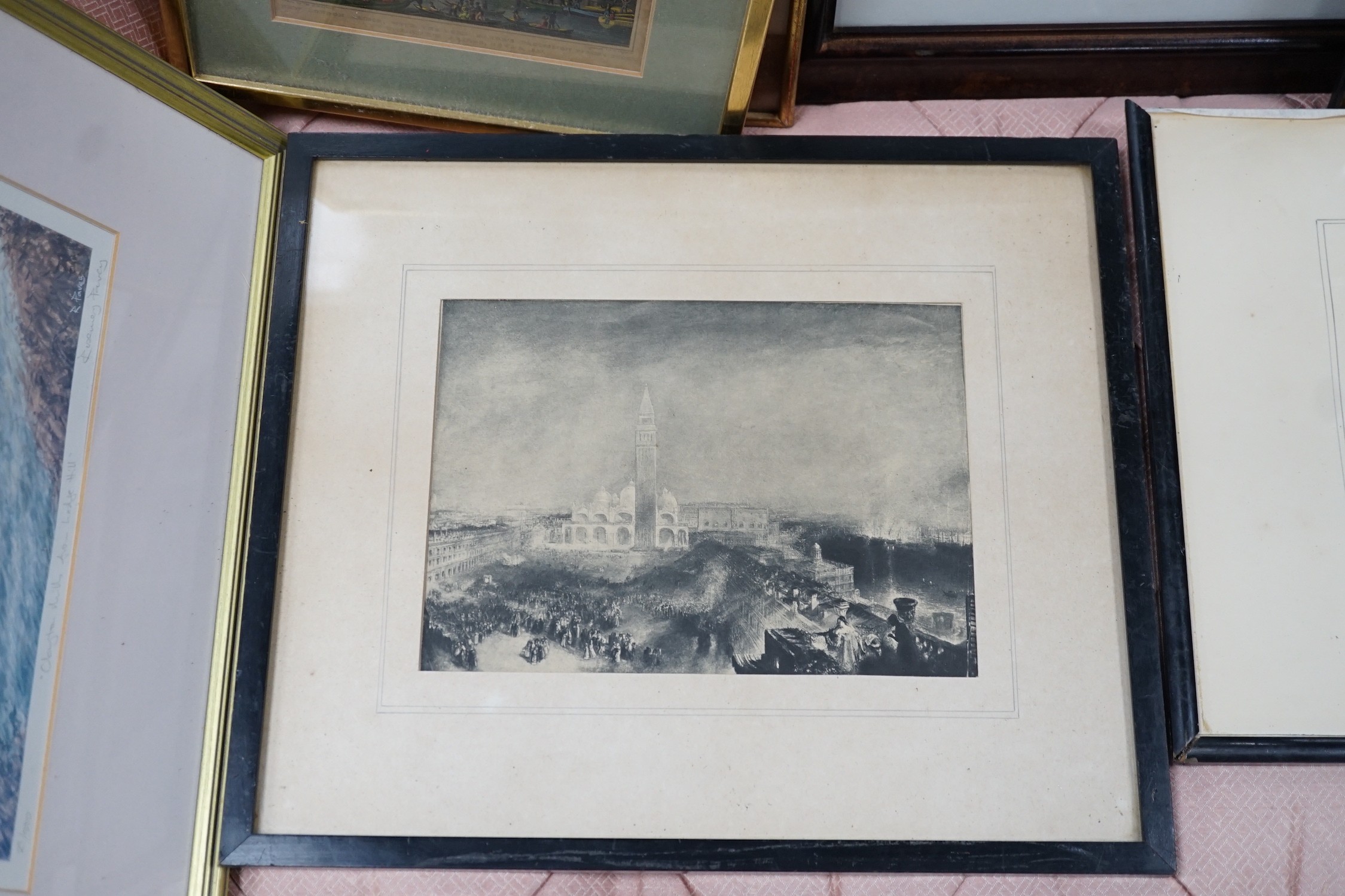 A group of assorted 19th century and later coloured engravings and other prints of Views in an and around Brighton and Lewes, largest 36 x 45cm
